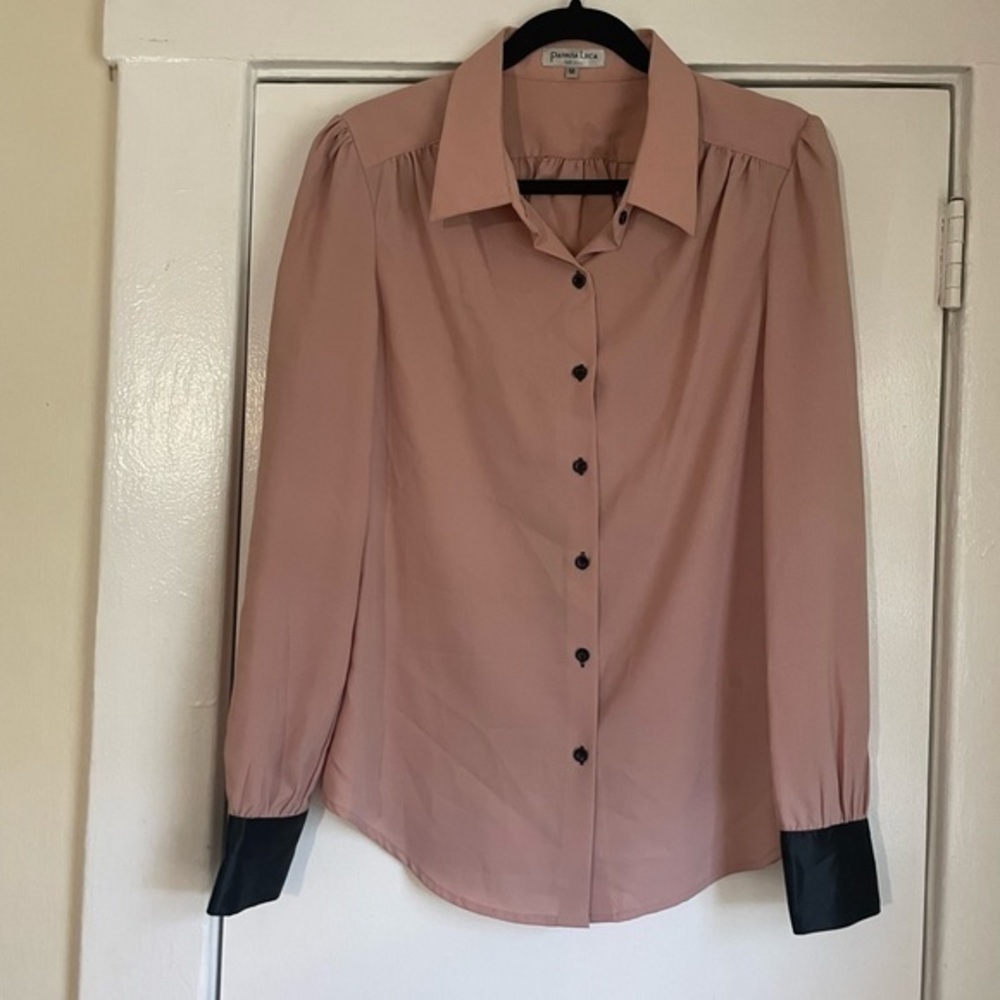 Patrizia Luca Blush and black Button Down top size Medium